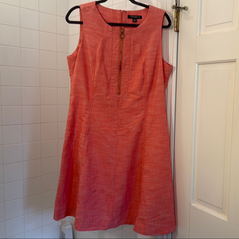 Coral Sleeveless Dress with Zipper